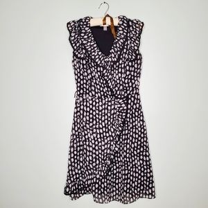 Dressbarn Black and White Print Ruffle Midi Dress 6
